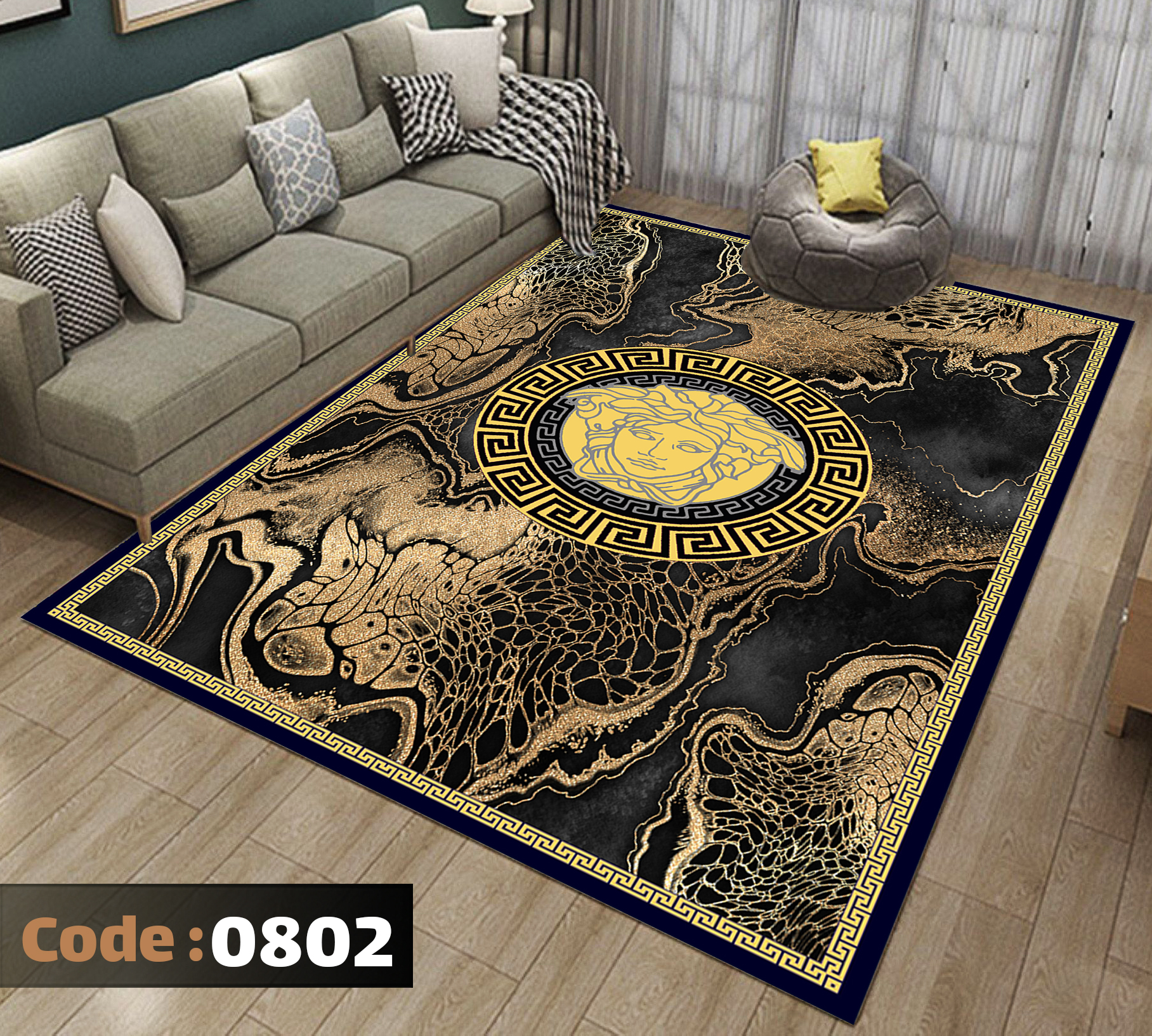 روفرشی کشدار مخمل شانل 12متری ورساچه 0802