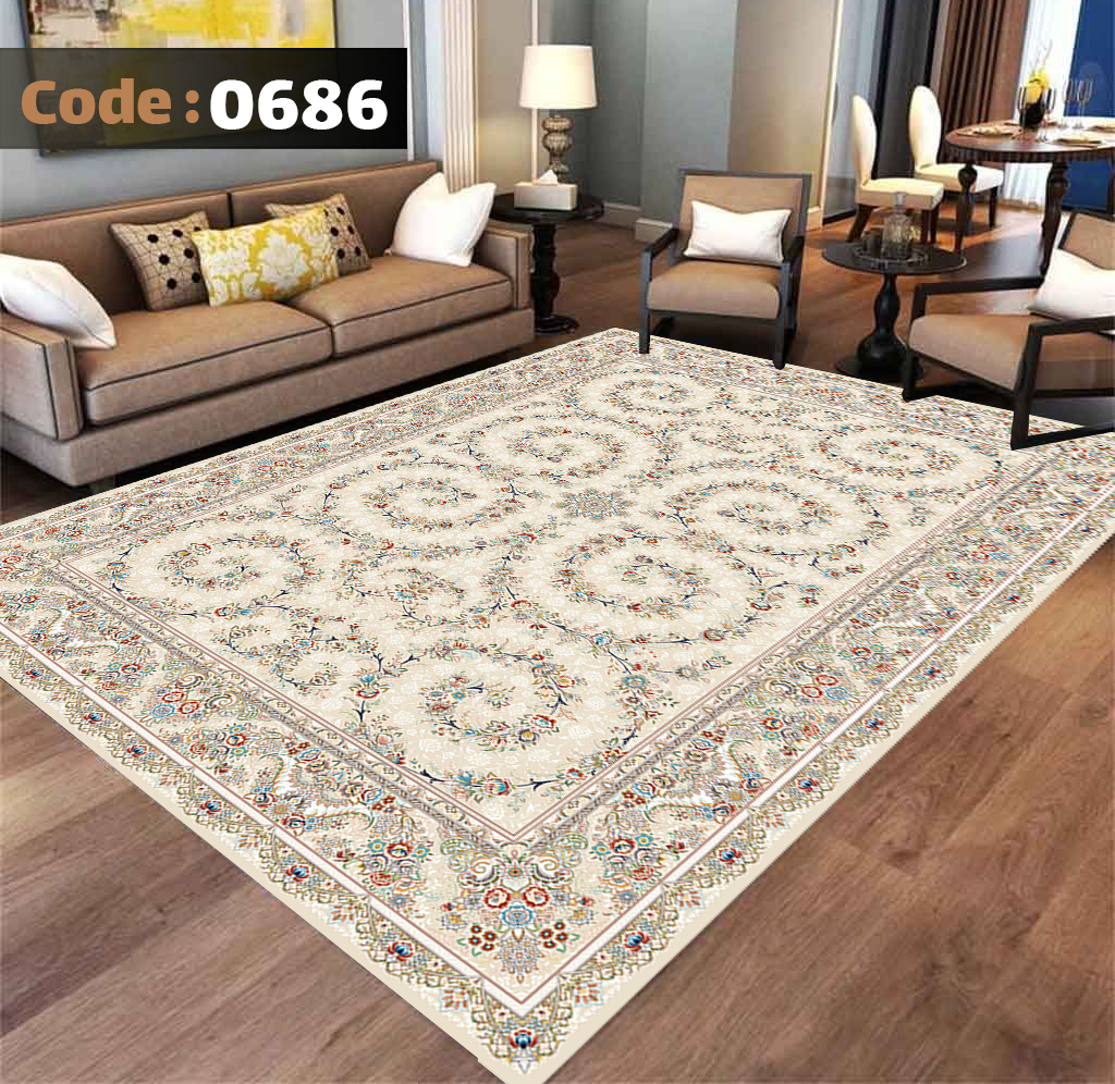 روفرشی کشدار مخمل شانل 9متری کرم ۰۶۸۶