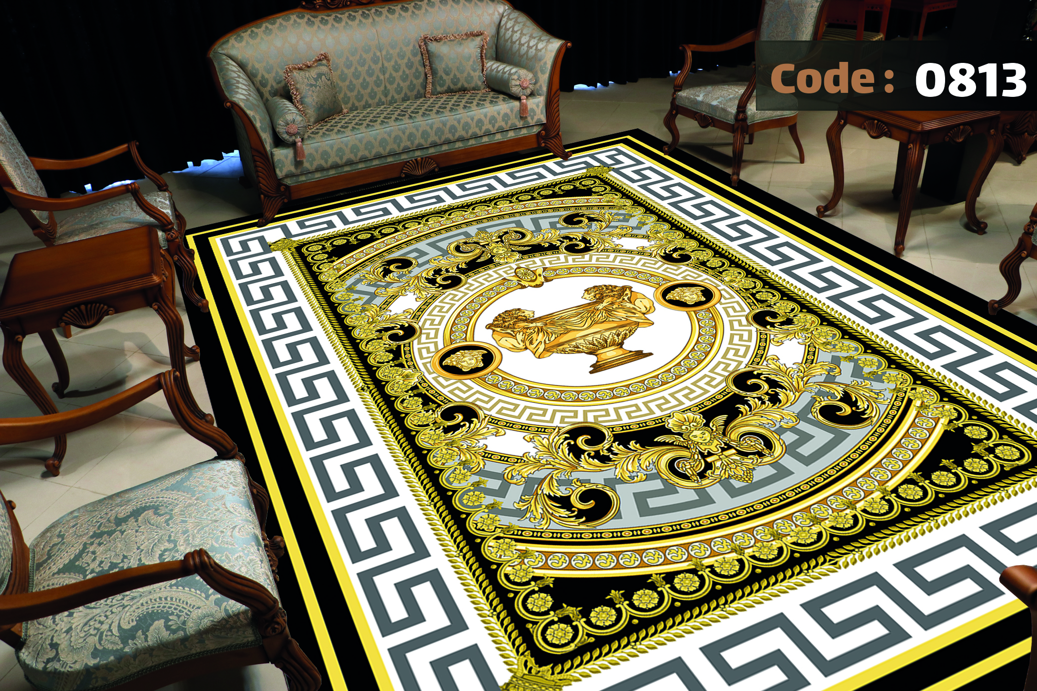 روفرشی کشدار مخمل شانل 12متری ورساچه 0813