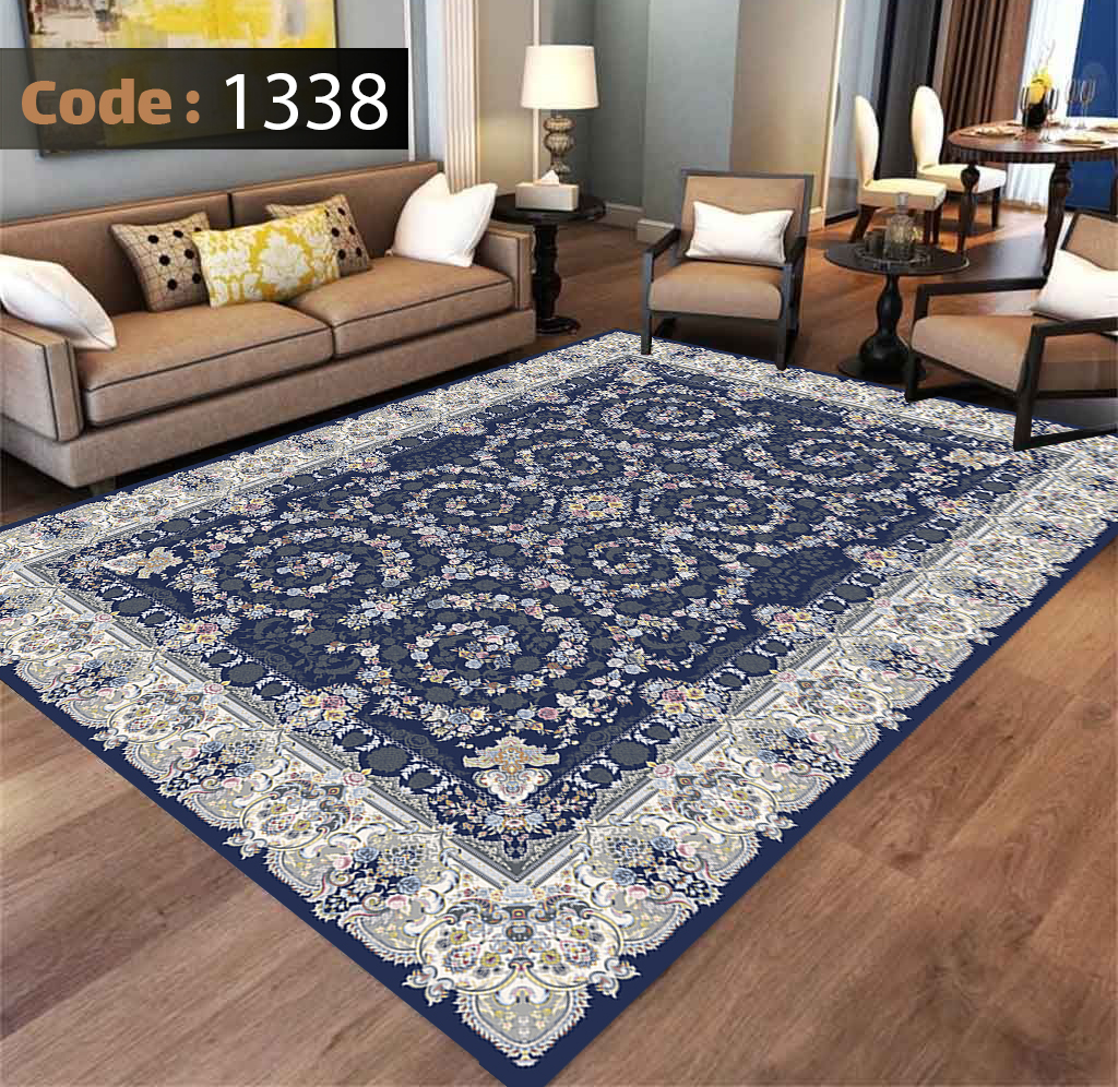 روفرشی کشدار مخمل شانل سرمه ای 4متری 1338